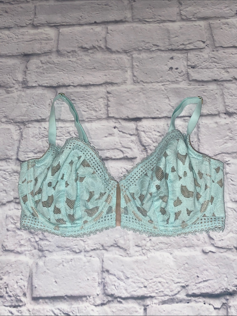 ThirdLove Lace Underwire Bra Mint Green & Tan Size 32E
